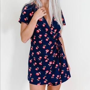Kittenish NEWPORT NAVY FLORAL WRAP DRESS